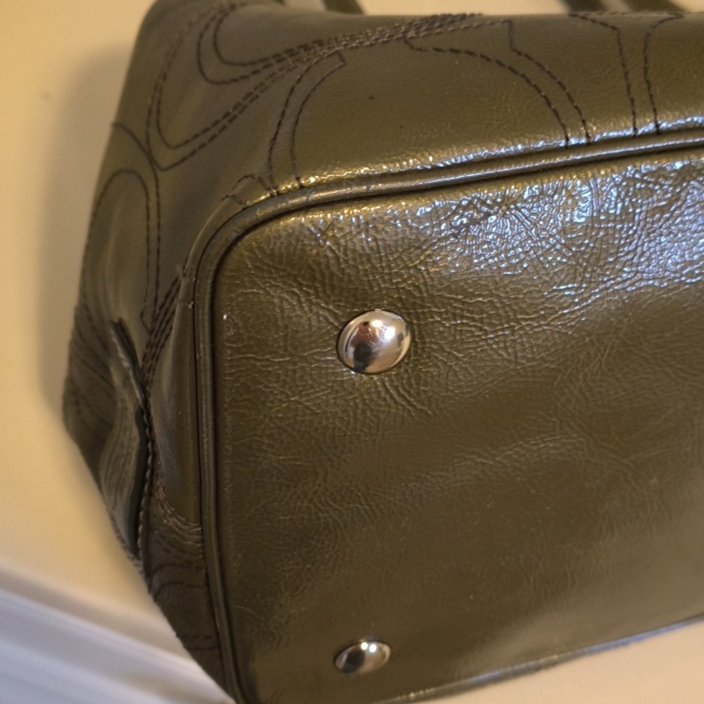 ✨Low Start ✨Coach Olive Green Signature Coated Shoulder Bag - Picture 10 of 11
